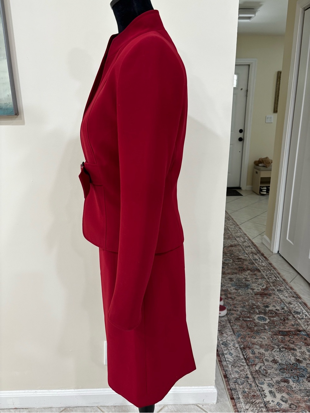 Tahari Crimson Peplum Belted Blazer and Skirt - Picture 7 of 8